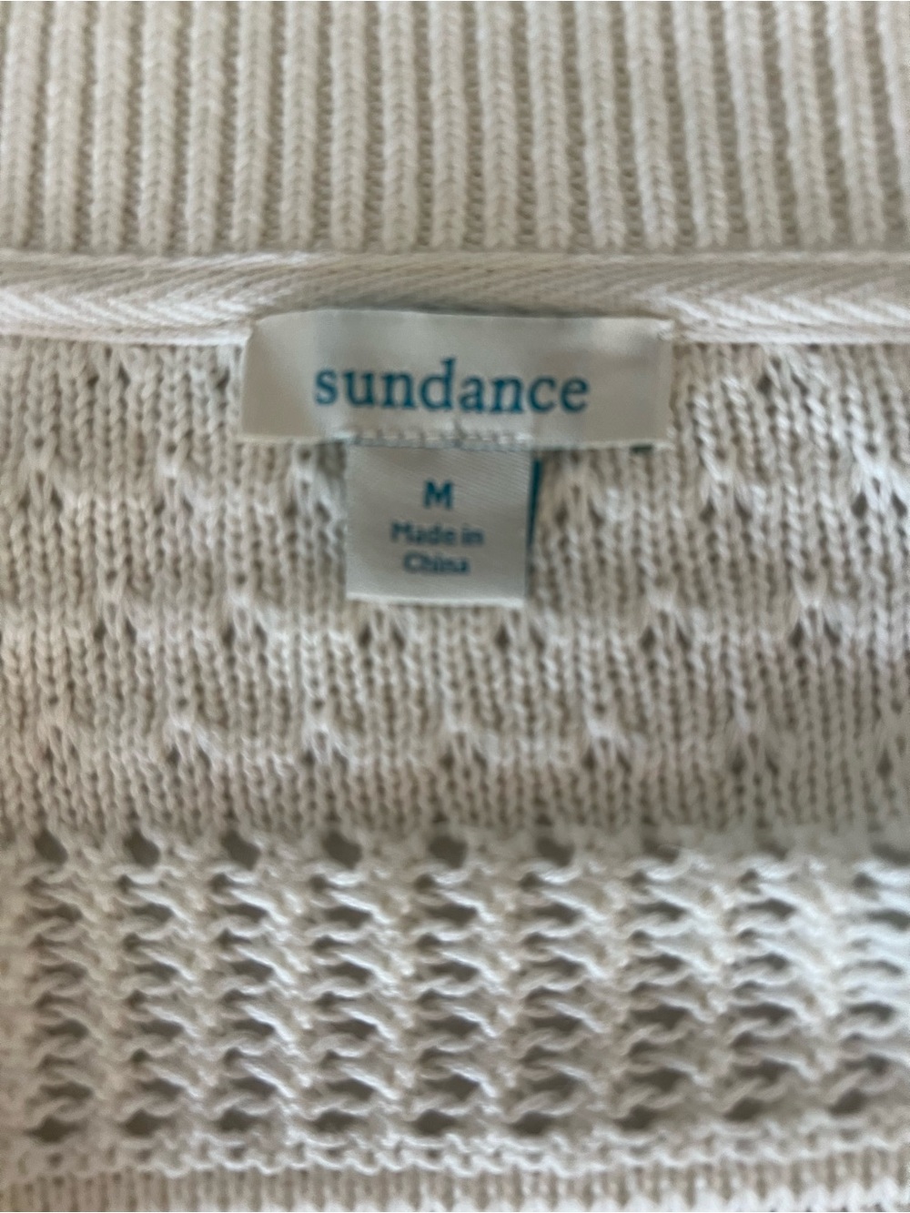 Sundance Travelers Cardigan Cream Open Knit Cotton Blend Sweater M - Picture 8 of 12